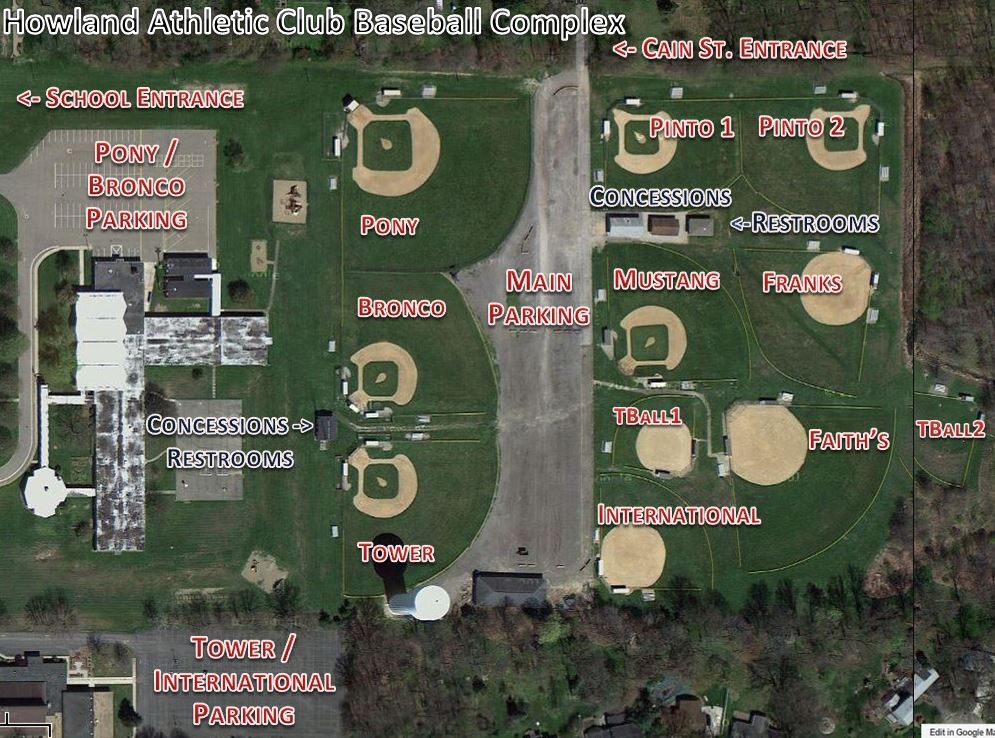 HAC Baseball Field Map